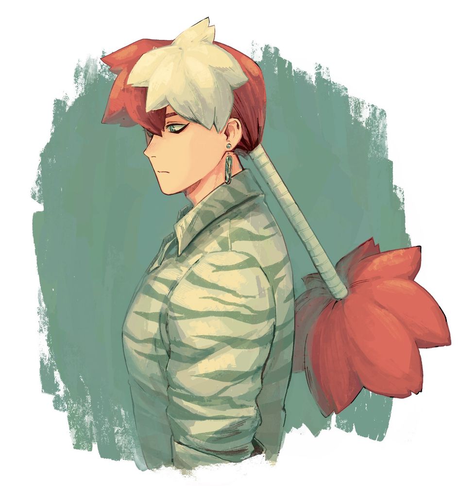red and green bust painting of my OC Zarko