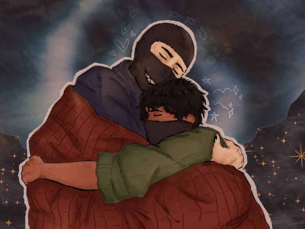 Two STRAIGHT guys cuddling like STRAIGHT bros do... No homo..