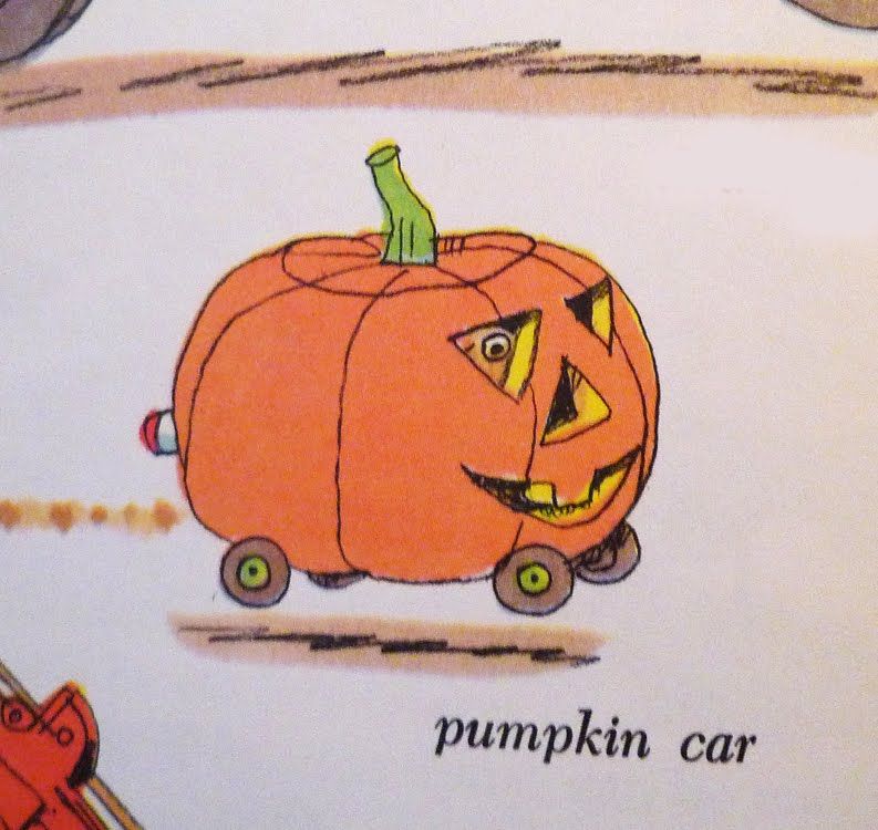 car made out of a jack-o-lantern