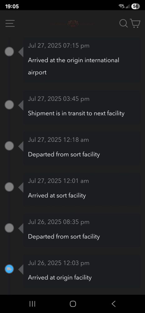 Seems to have stalled 5 days in Chinese departure lounge.