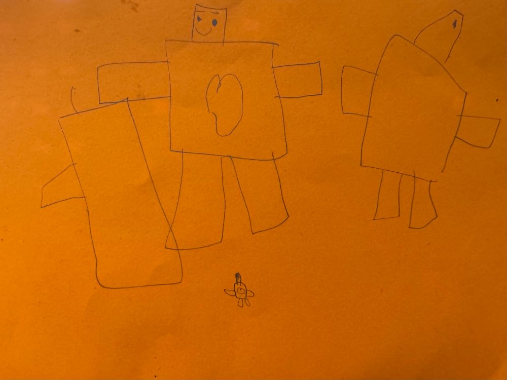 My daughter’s drawing of the robot. 