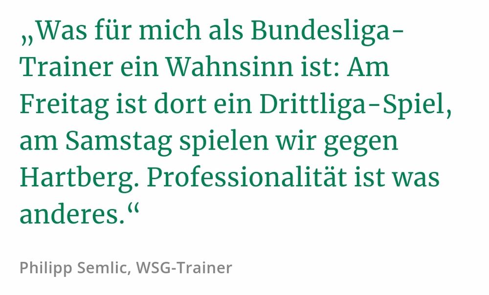 WSG-Trainer beschwert sich über die Belastung des Rasens im Innsbrucker Tivoli