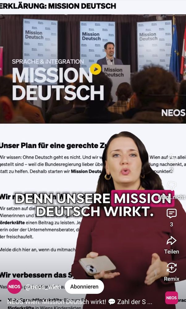 Screenshot Neos-Video: Denn unsere Mission Deutsch wirkt.