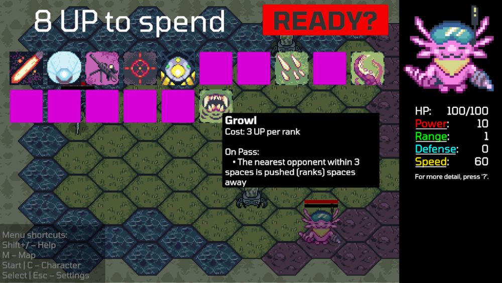 A character sheet with a bunch of different abilities and stats.