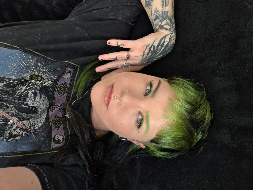 Bright green hair