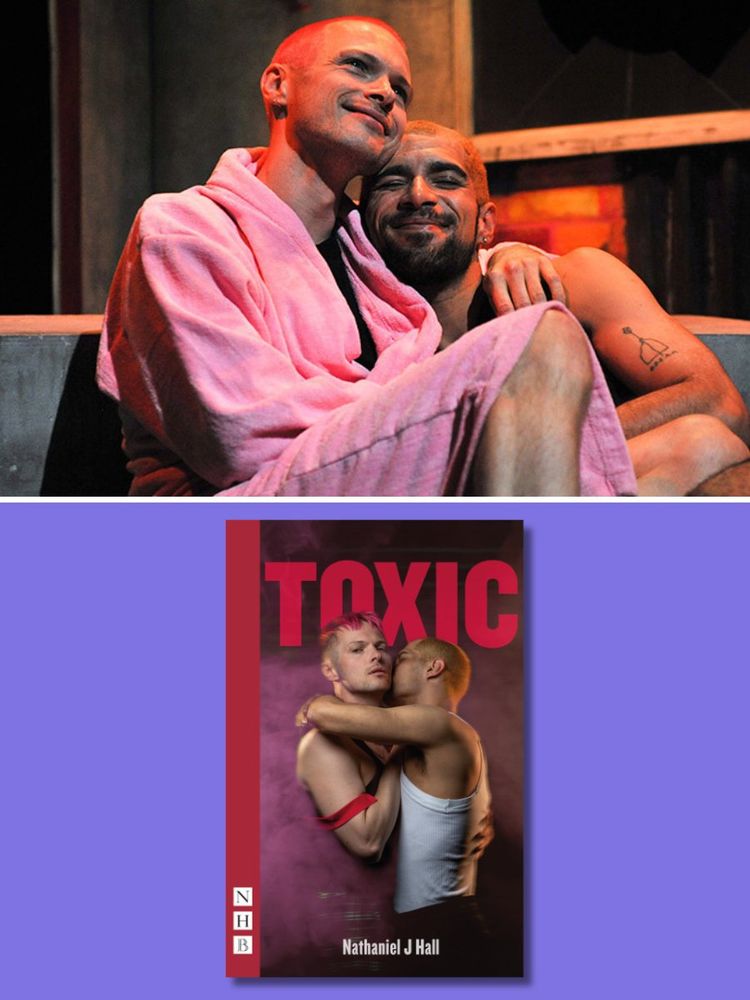 Top photo: Toxic in performance. Photo by Dawn Kilner. Bottom photo: Playscript cover of Toxic by Nathaniel J Hall.