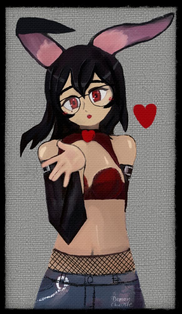 Roebunny, a monster bunnygirl vtuber, blows you a kiss.