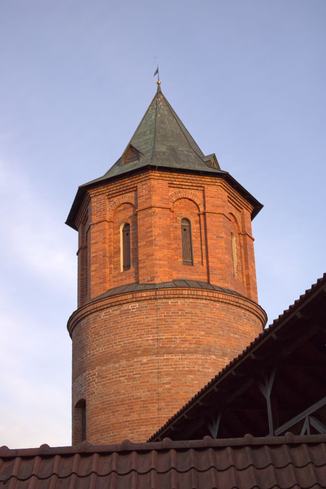 This is a picture of a tower at the Tykocin Castle in Poland.