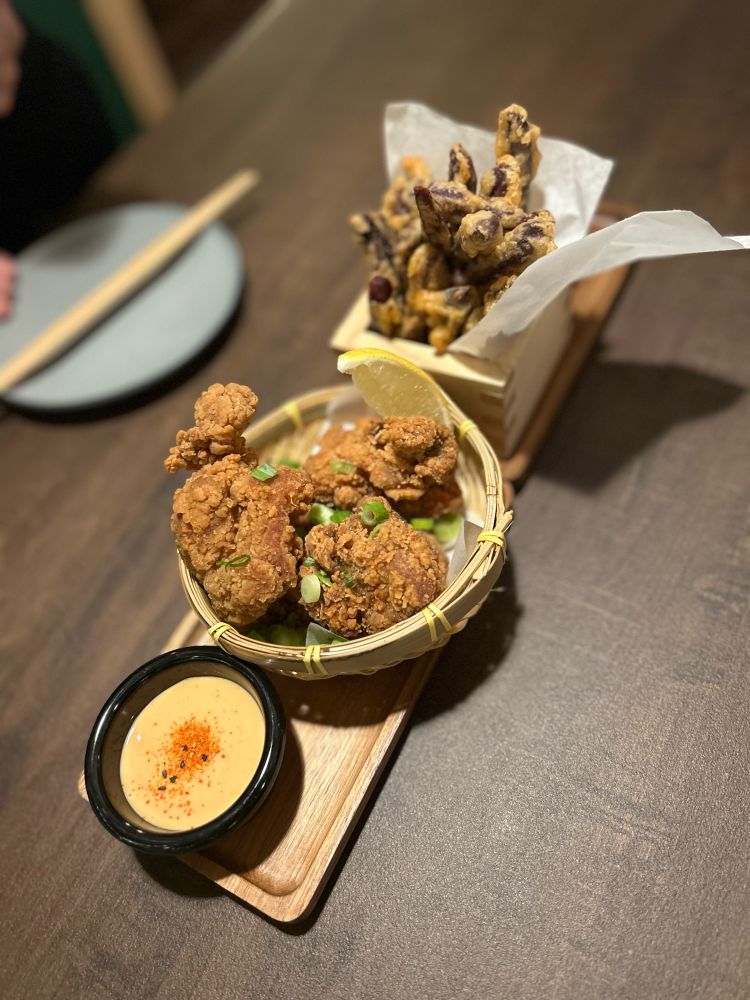 karaage + japanese sweet potato fries 