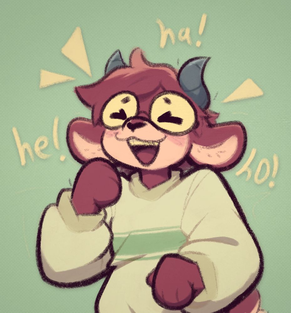 goat boy in big glasses laughing 