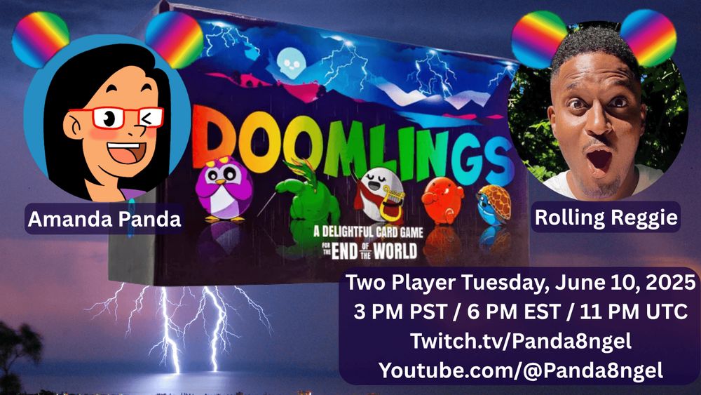 Doomlings w/ Reggie
Two Player Tuesday, June 10, 2025
3 PM PST / 6 PM EST / 11 PM UTC
Twitch.tv/Panda8ngel
Youtube.com/@Panda8ngel