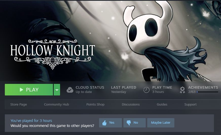 Hollow Knight in a Steam library