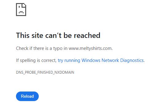 A screenshot of the error page when a website can't be reached.