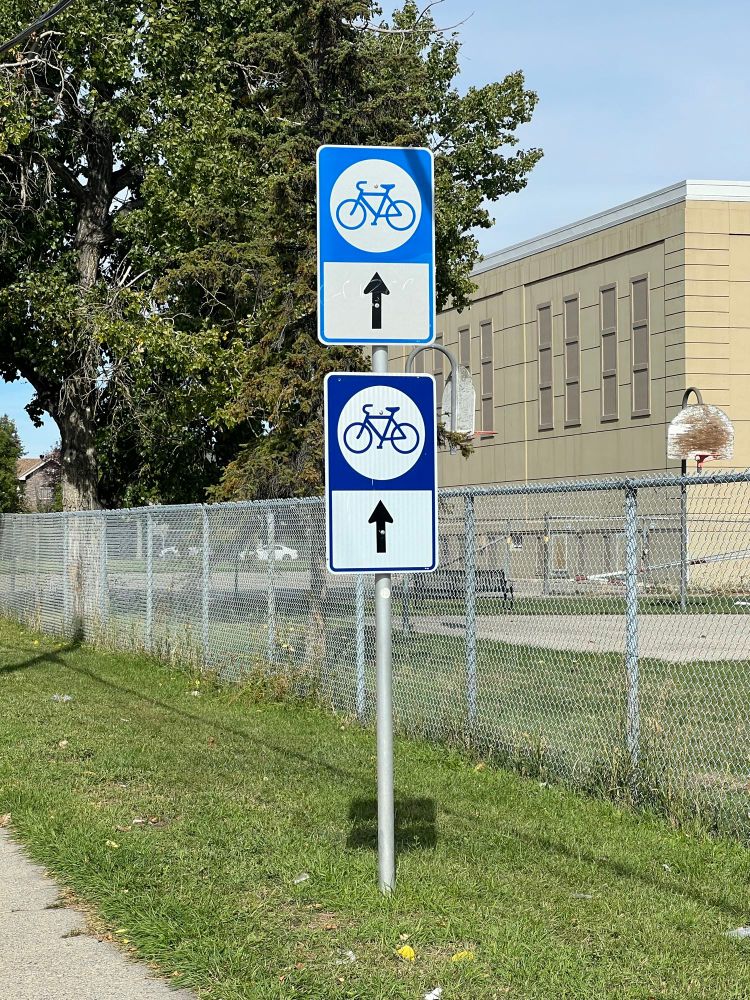 Blue signed bicycle street