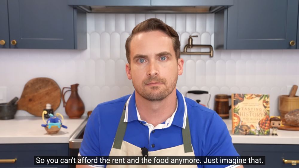 So you can't afford the rent and the food anymore. Just imagine that.

(He is staring directly into the camera, coldly)