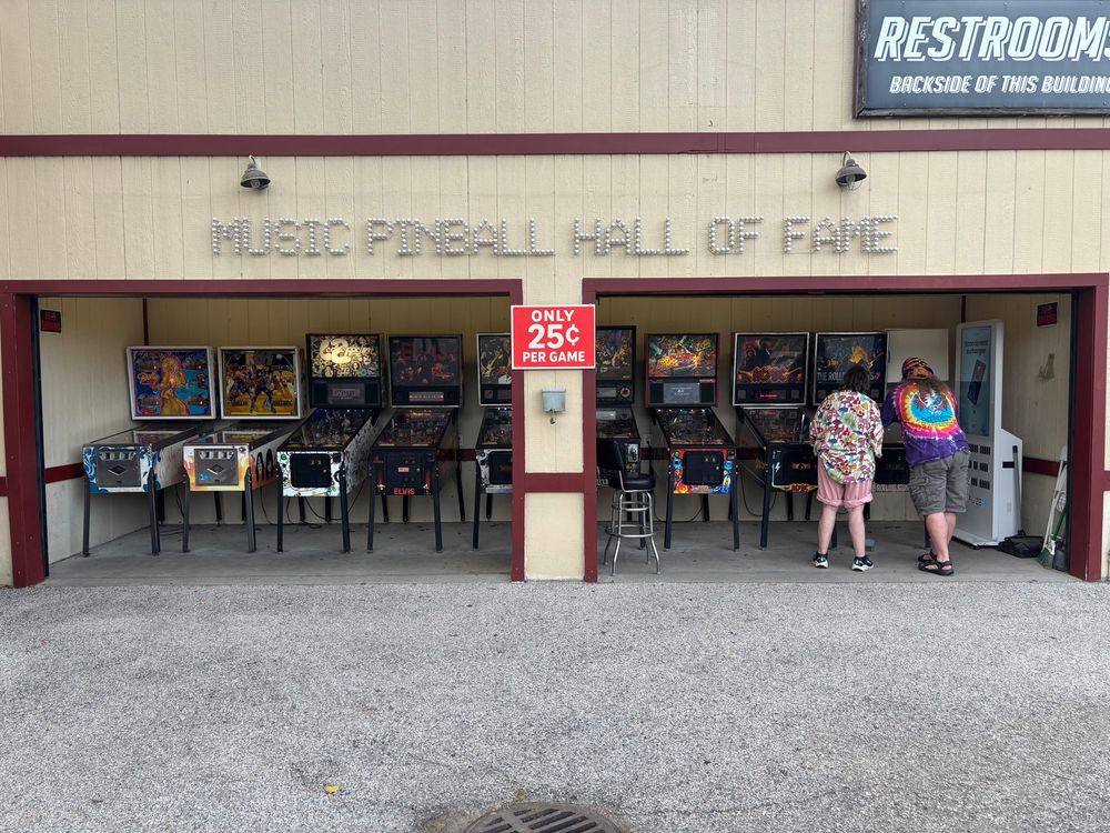 A photo of the Music Pinball Hall of Fame mini arcade at Merriweather Post Pavilion 