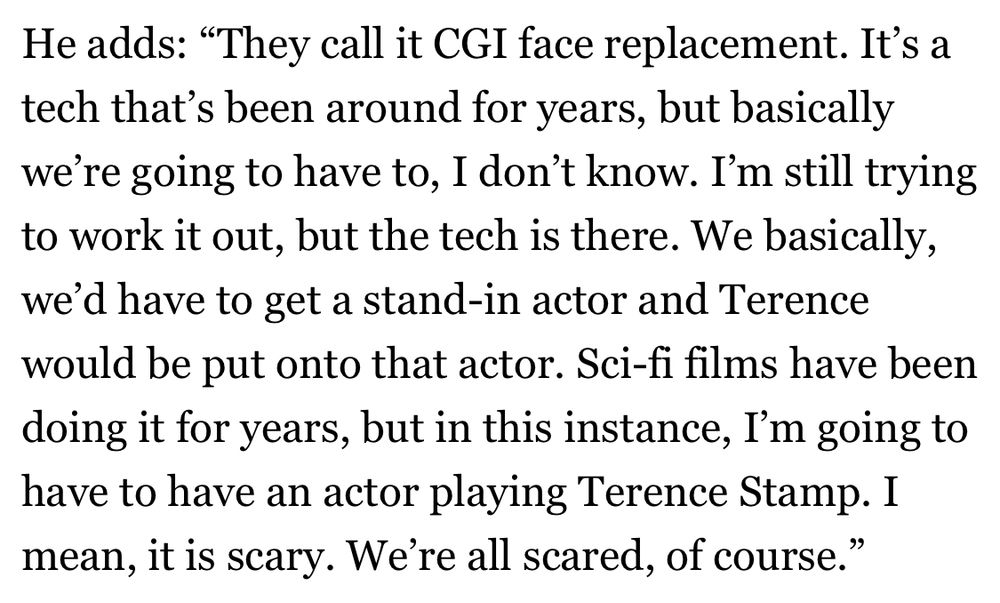 Paragraph from the article we’re discussing where they talk about CGI face replacement. 