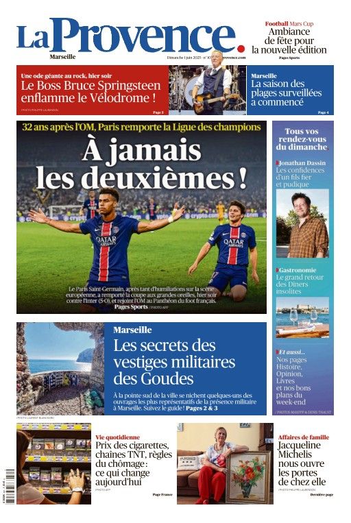 À jamais les deuxièmes, titre La Provence le dimanche 1er juin (PSG). 