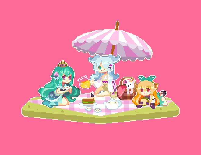 Lazulight having a picnic, pixel style
