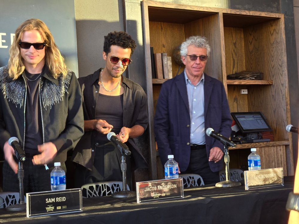 Sam Reid, Jacob Anderson and Eric Bogosian walking into The Vampire Lestat press conference at SDCC 