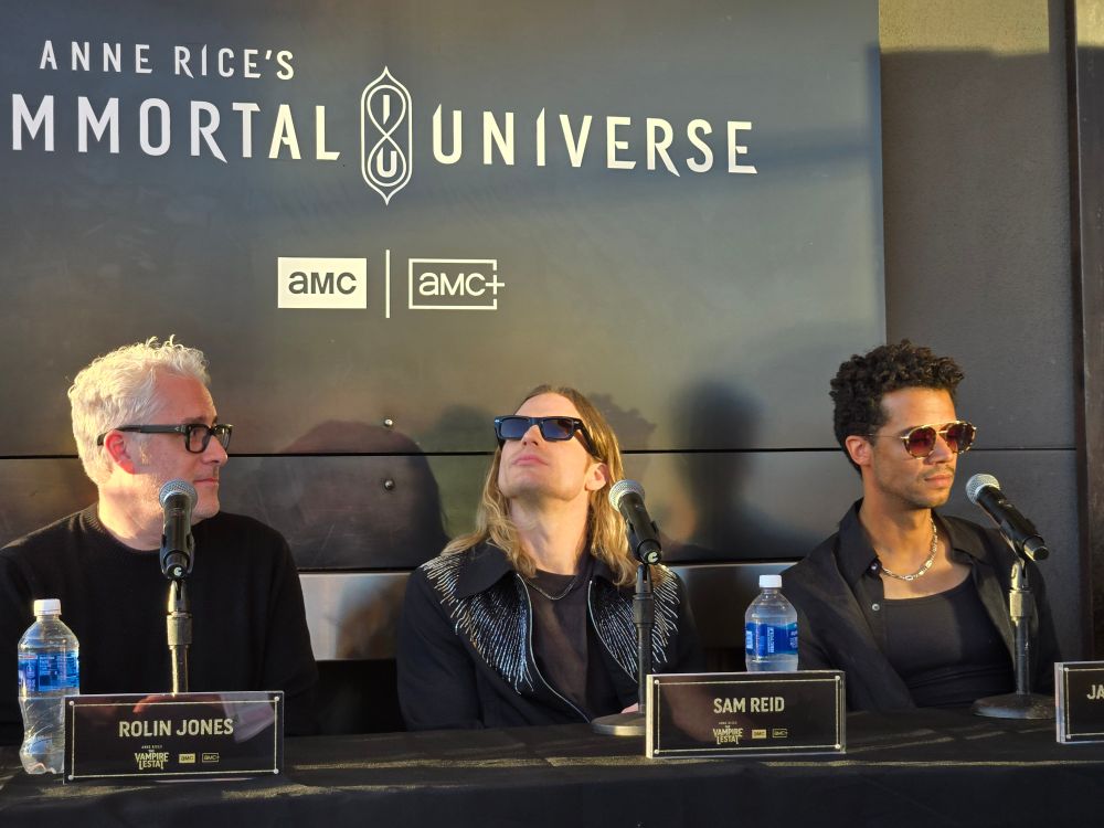 Rolin Jones, Sam Reid and Jacob Anderson at The Vampire Lestat press conference at SDCC 