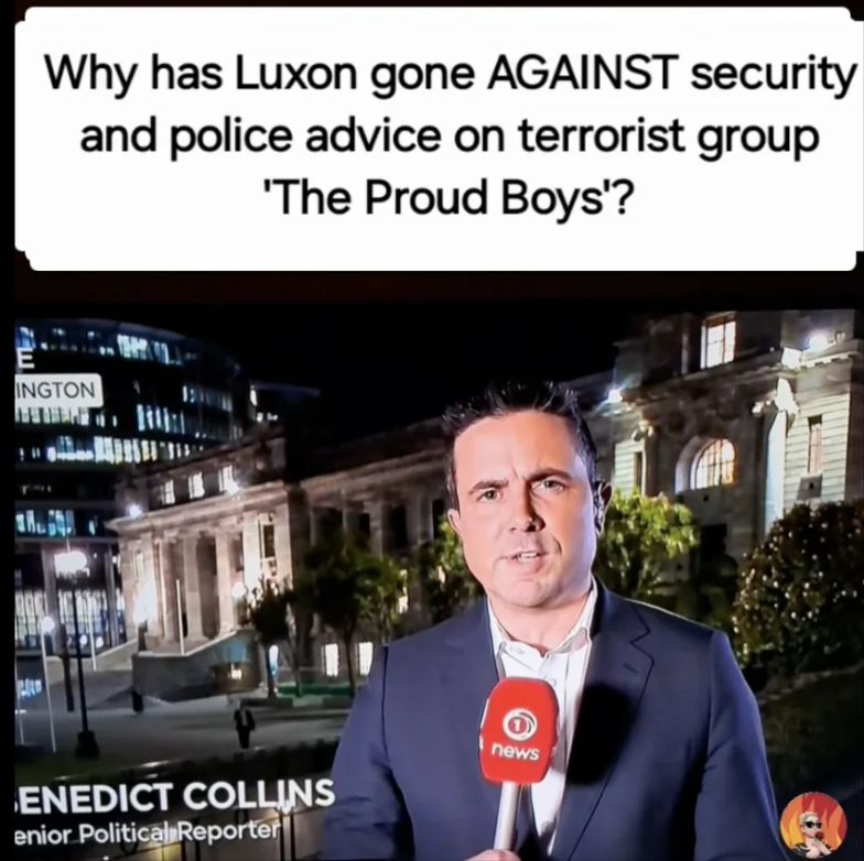 Why has Luxon gone against security and police advice on US terrorist group The Proud Boys?

Picture of Benedict Collins reporting on the story