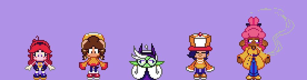 Sprites of the main characters for my WIP indie game, Codetta.