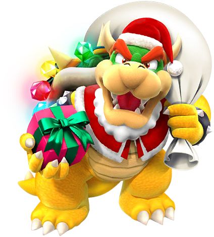 Bowser dressed up as Santa