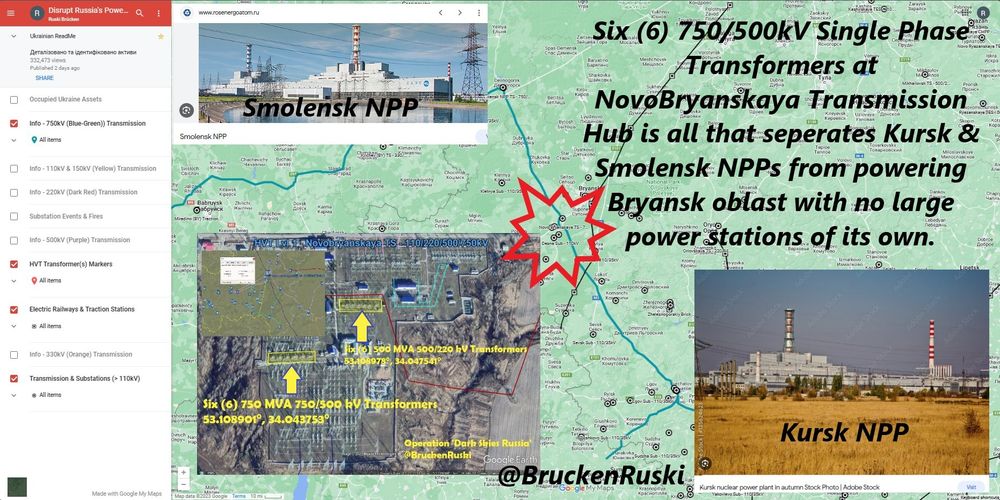 Background information on the Novobryanskaya Transmission Hub, Russia. Source: https://x.com/BruckenRuski/status/1765065591252255126/photo/1