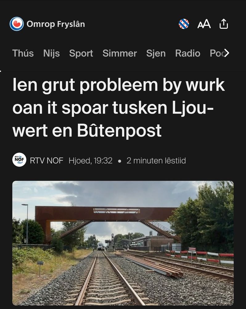 Kop fan Omrop Fryslân: Ien grut probleem by wurk oan it spoar tusken Ljouwert en Bûtenpost