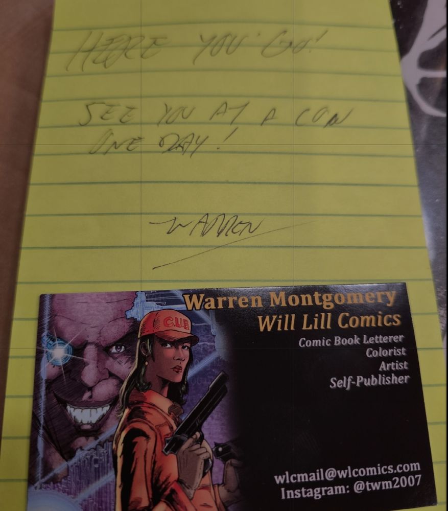 Warren Montgomery Business Card and a Personal Note 