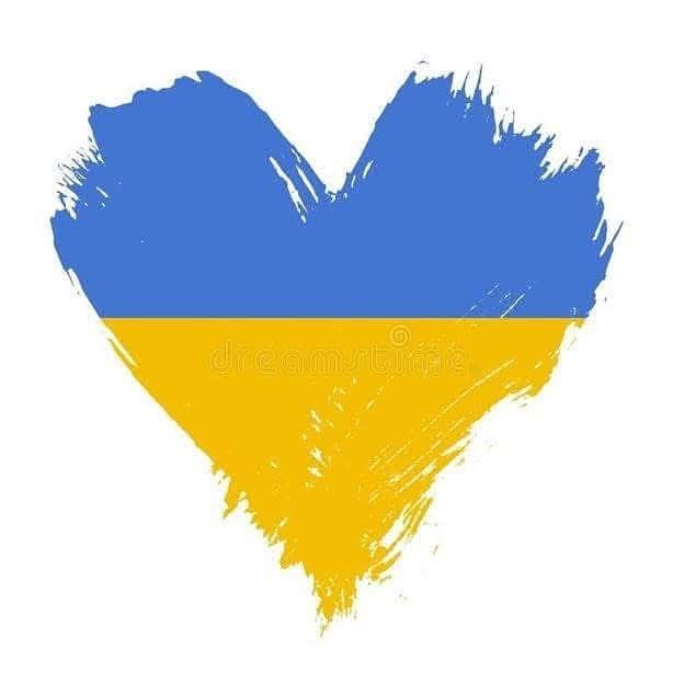 A heart in the blue and yellow colors of the Ukranian flag. 