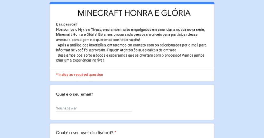 MINECRAFT HONRA E GLÓRIA