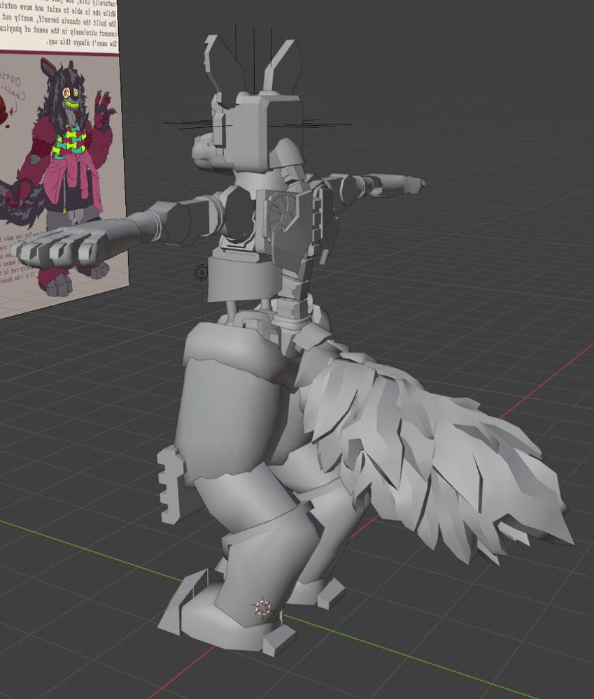 Work in progress 3D model of my dog robot fursona Lammy