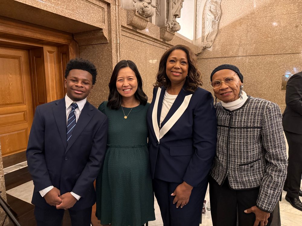 Mayor Wu with Clerk Allison Cartwright and her family