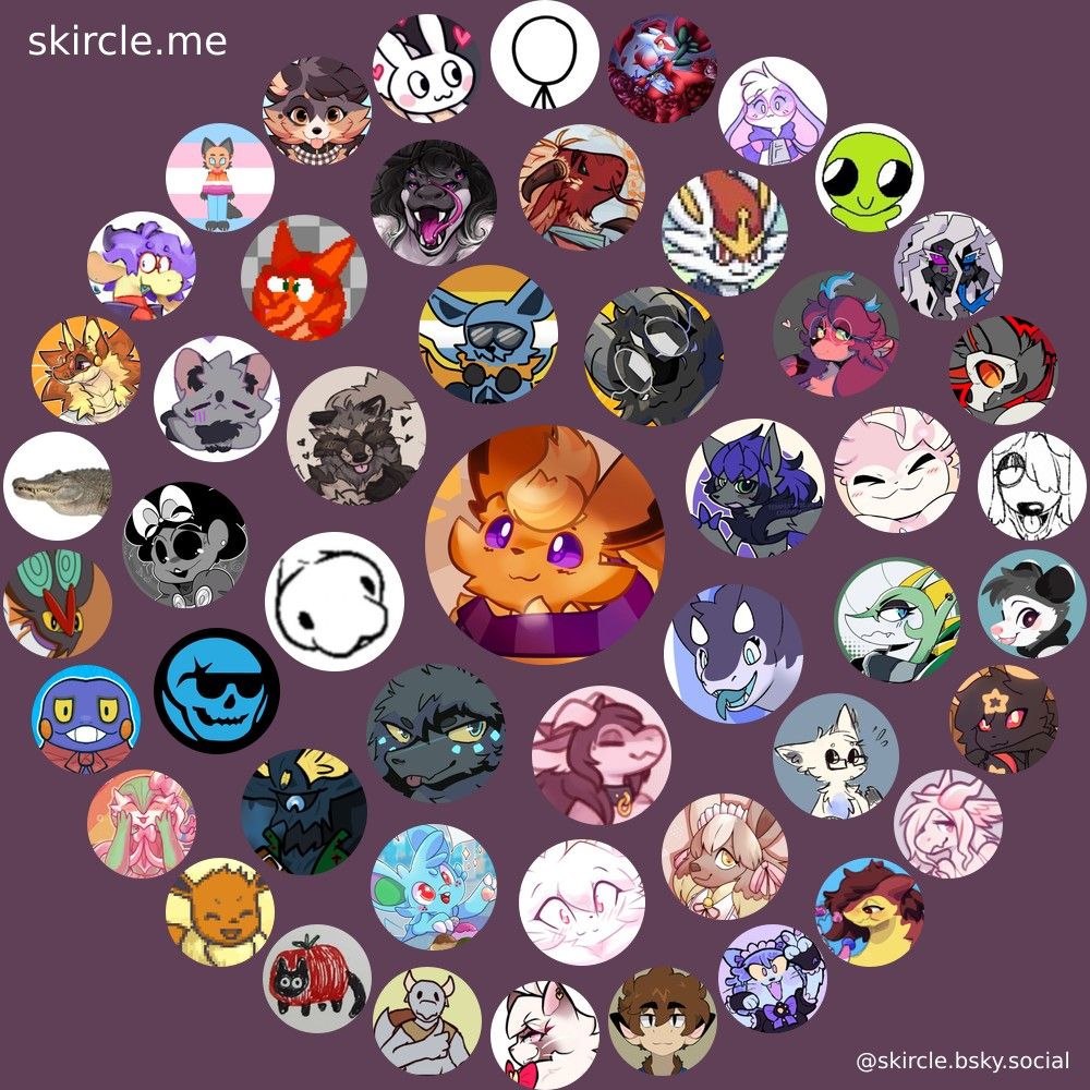 A render of my Bluesky interaction circle. There are many, many pokemon otherkins.