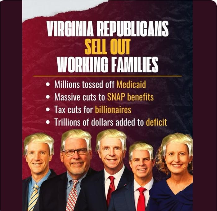 "Virginia Republicans Sell Out Working Families" graphic by Progress Virginia