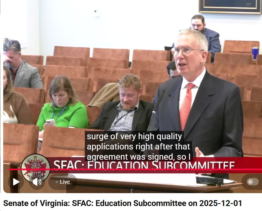 Screenshot of UVA interim president speaking this morning