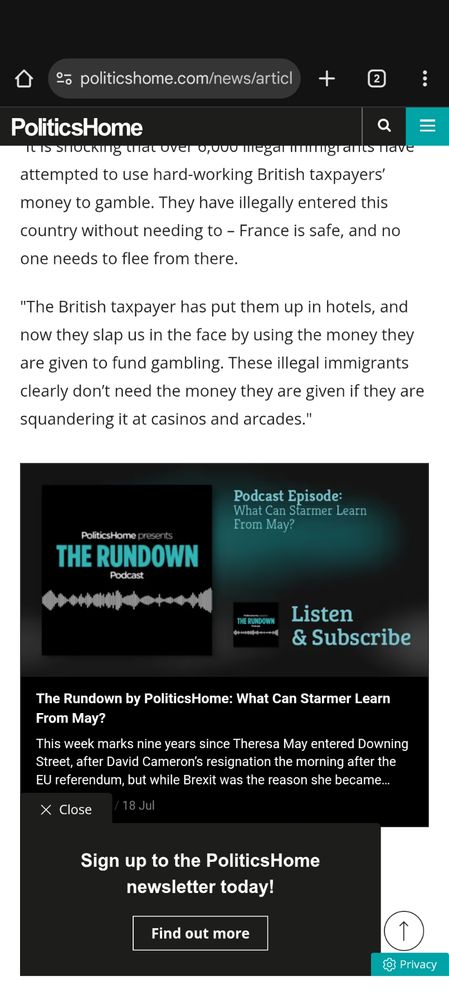 Chris Philp: "The British taxpayer has put them up in hotels, and now they slap us in the face by using the money they are given to fund gambling. These illegal immigrants clearly don’t need the money they are given if they are squandering it at casinos and arcades."