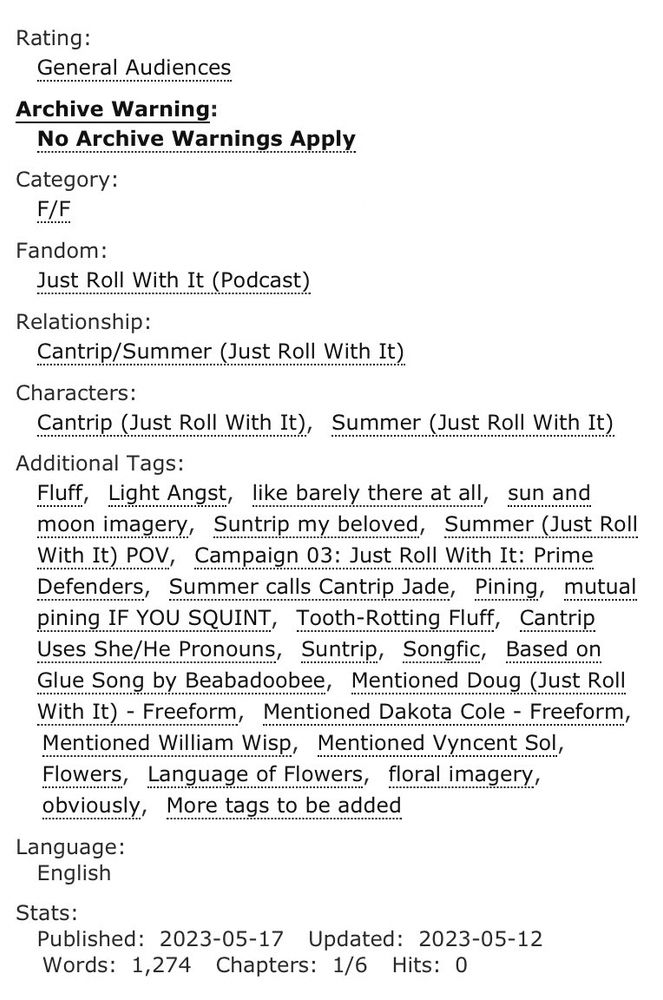 Tags for this fanfic posted on Archive Of Our Own.