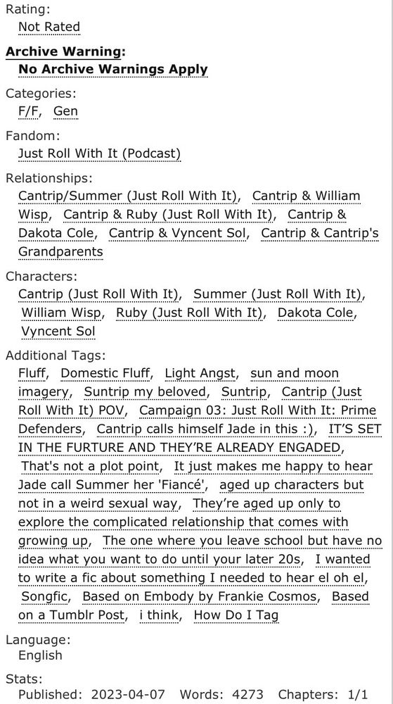 Tags for this fanfic posted on Archive of Our Own