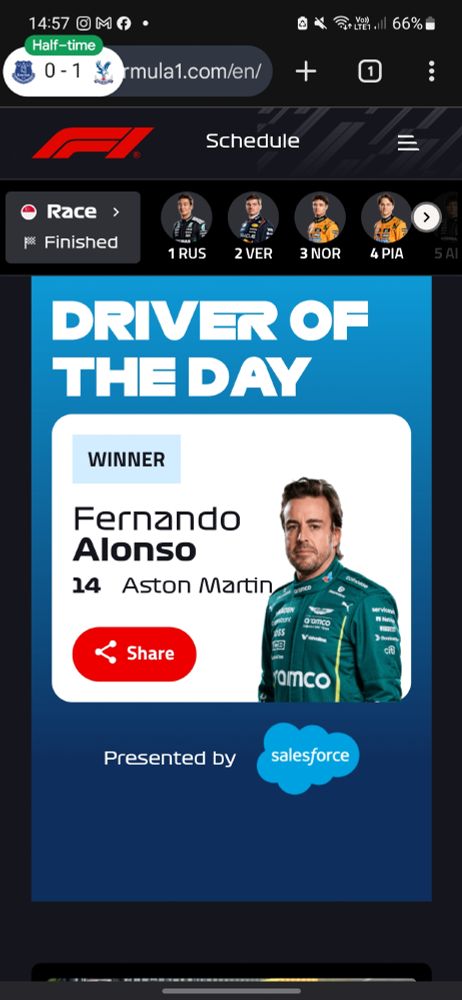 Fernando Alonso, Driver of the Day, Hero of Race