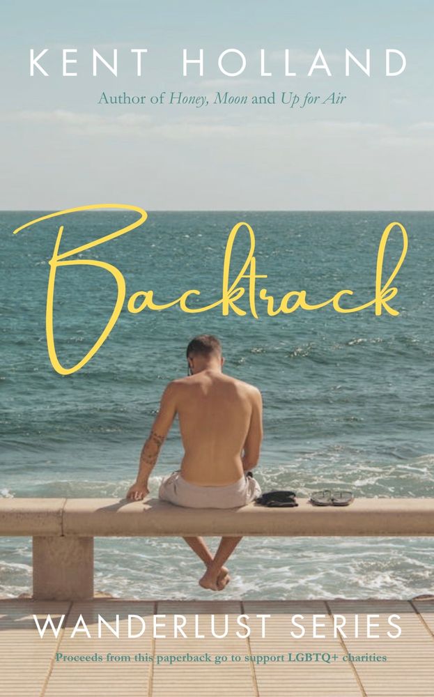 Book cover

Shows a shirtless man sitting in a bench looking out at the waves. 