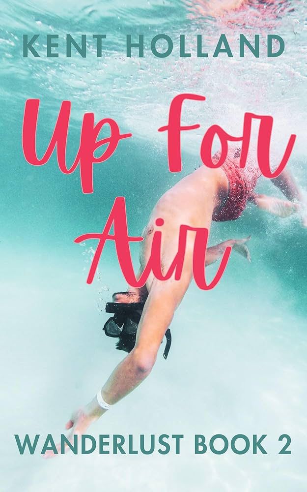 Book cover 

It shows a man underwater wearing goggles and in his swim trunks. 

Title: up for air
Author: Kent Holland