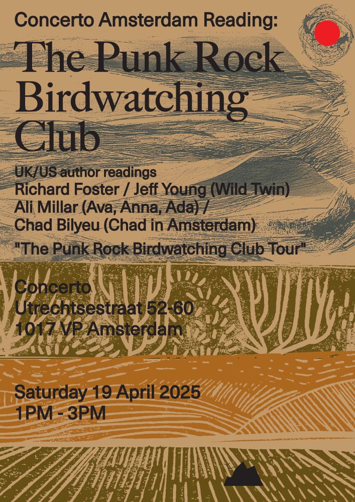 Image shows poster for Concerto Amsterdam Reading; The Punk Rock Birdwatching Club, Sat 19 April 2025