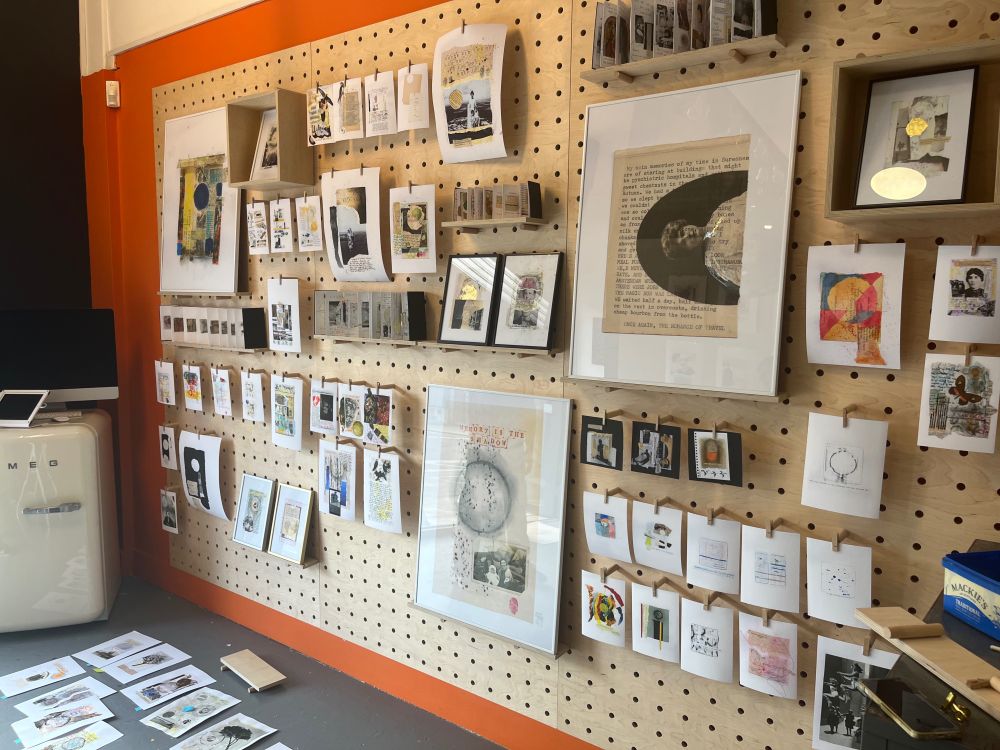 Image shows series of collages hanging on walls of gallery space at Dorothy. Exhibition opens Wednesday 6th,  5-7.