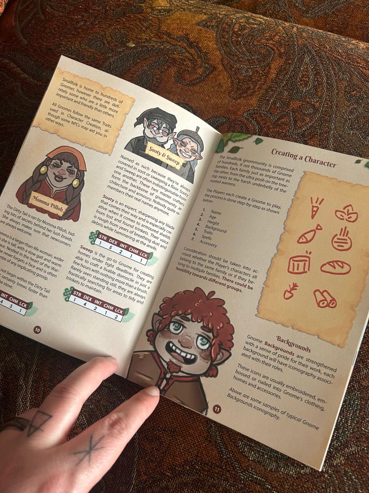 Character creation showing a few samples of gnome faces and their background iconography