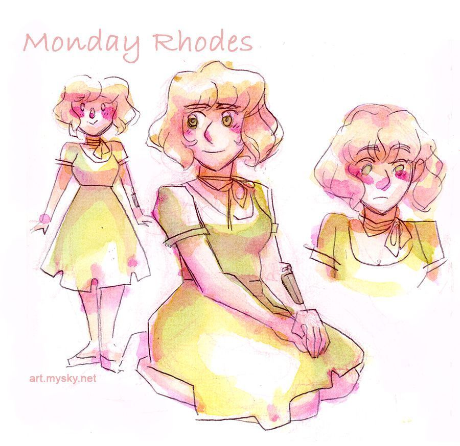 Painted sketch of my character Monday from the end of my comic