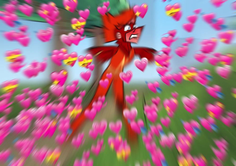 Indie animation and comic superhero Swift Spark struggles to hold back his love for his audience whilst surrounded by speed-blurred heart emoji
