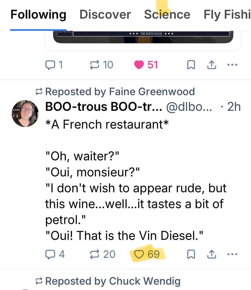 The replied skeet, with exactly 69 likes. Nice. 